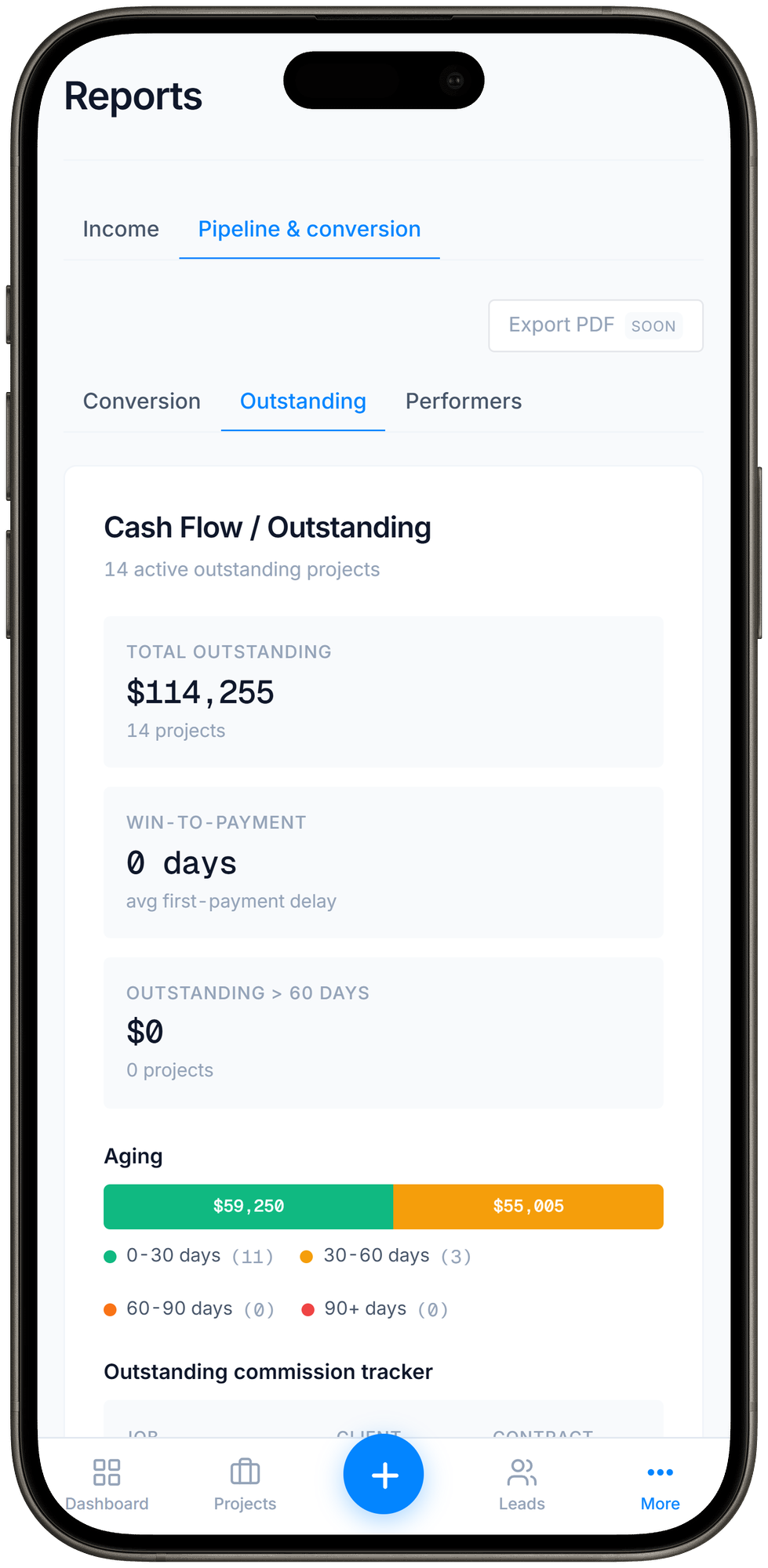 SaleTrakk on mobile — reports